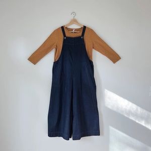 Citron Bleu Linen Cotton Wide-Leg Overalls Jumpsiut